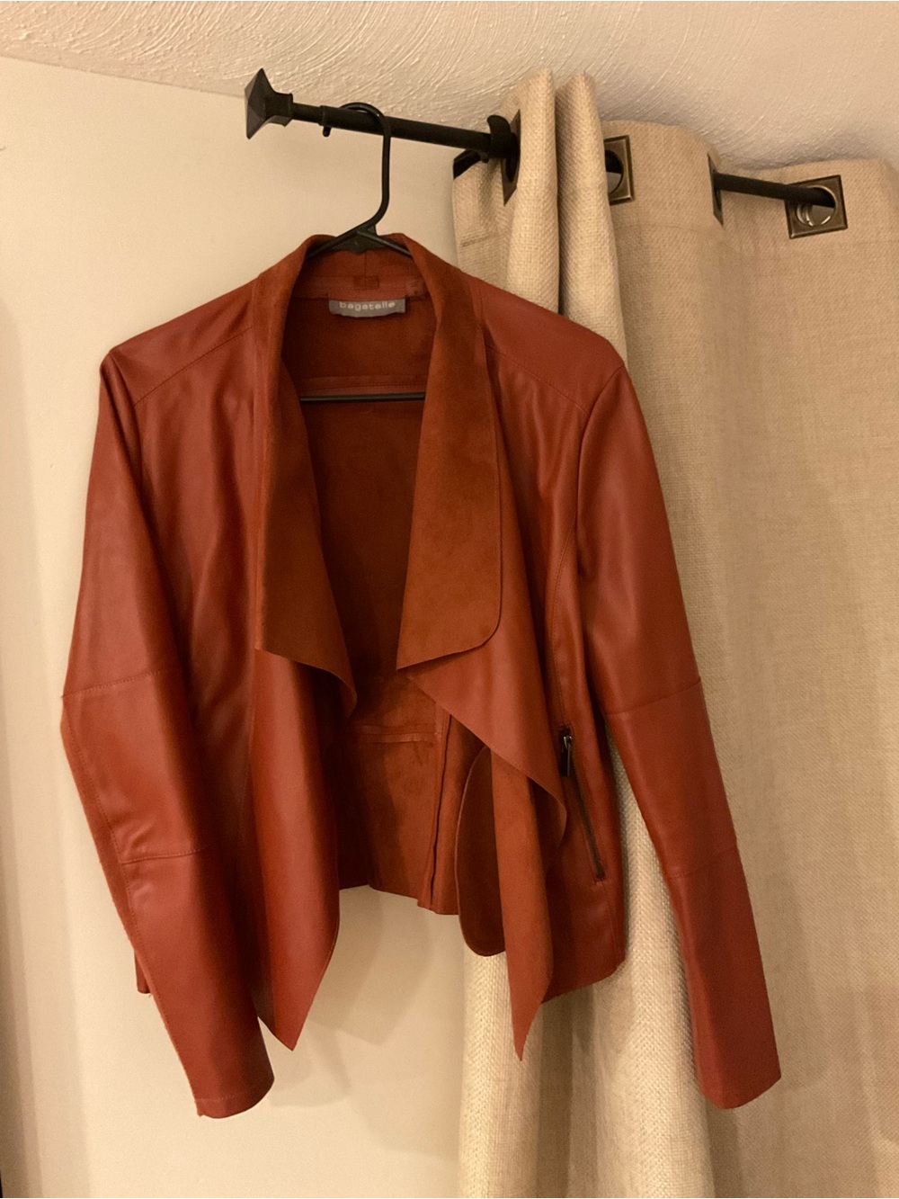 bagatelle Rust-Red Leather Waterfall Jacket